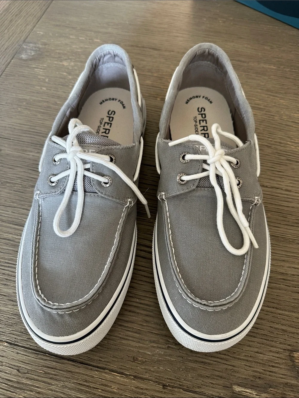 Sperry Men’s Halyard 2 eye sw grey with memory foam canvas boat sneaker size 10
